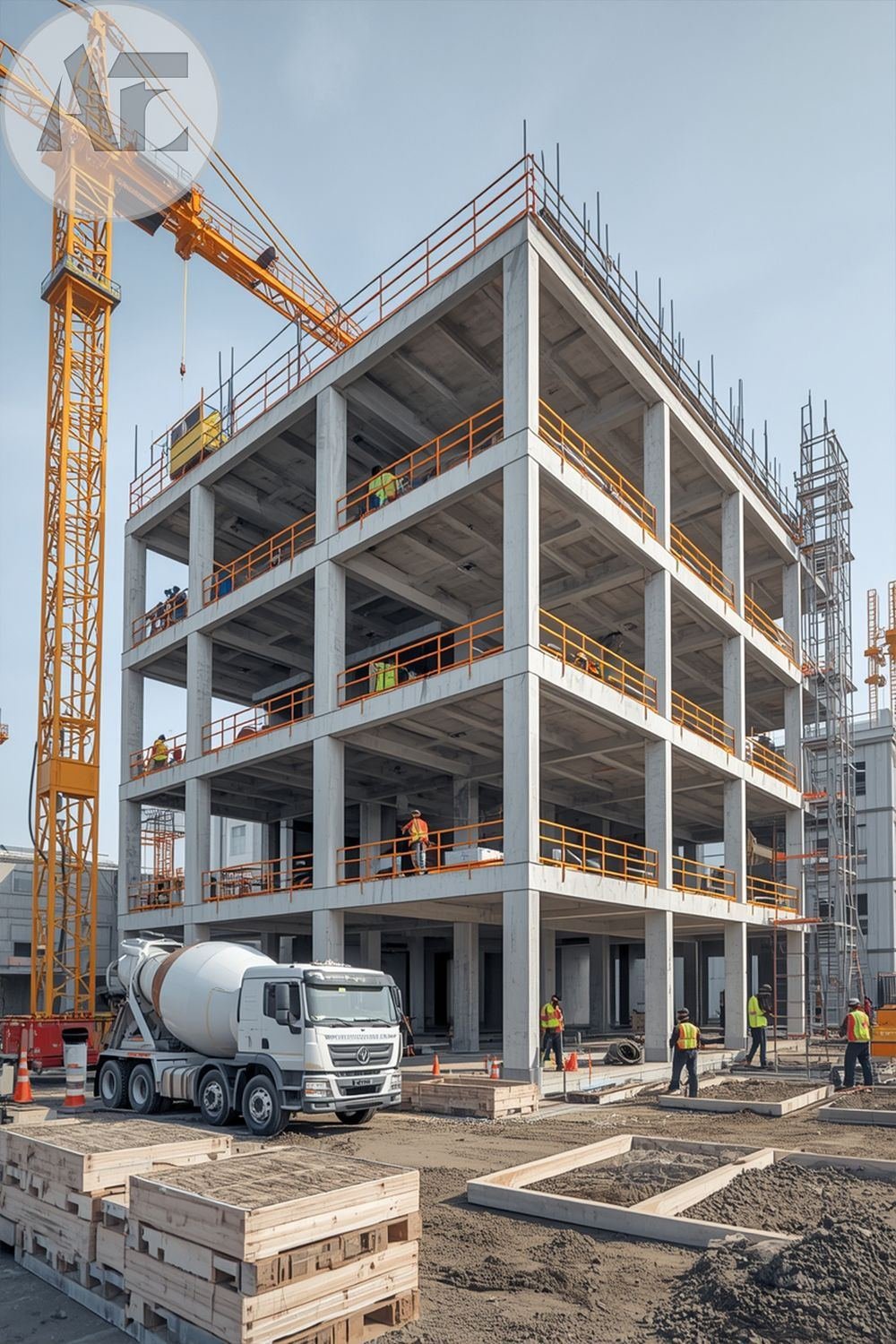 RCC frame structure with tower crane